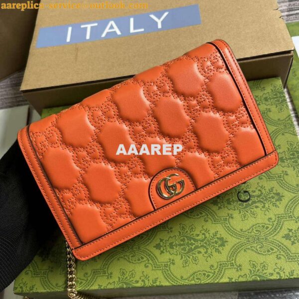 Replica Gucci 723787 GG Matelassé Chain Wallet Orange 5