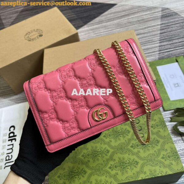 Replica Gucci 723787 GG Matelassé Chain Wallet Rose pink 5