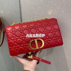 Replica Dior Large Caro Bag Soft Cannage Calfskin M9243 Red 2