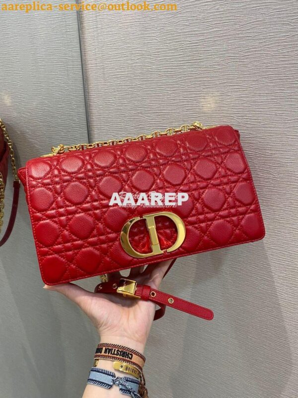 Replica Dior Large Caro Bag Soft Cannage Calfskin M9243 Red 4