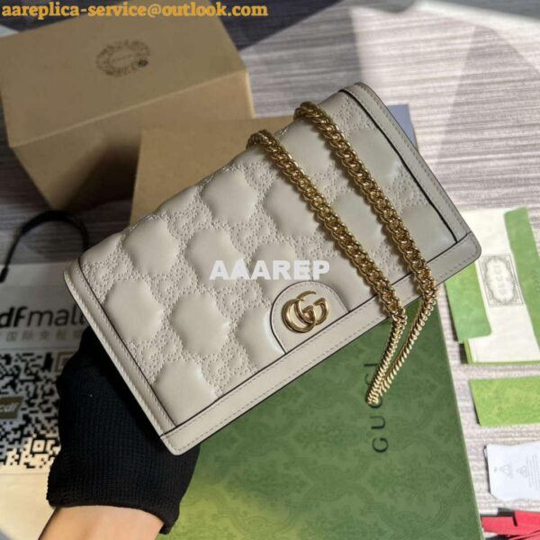 Replica Gucci 723787 GG Matelassé Chain Wallet White 6