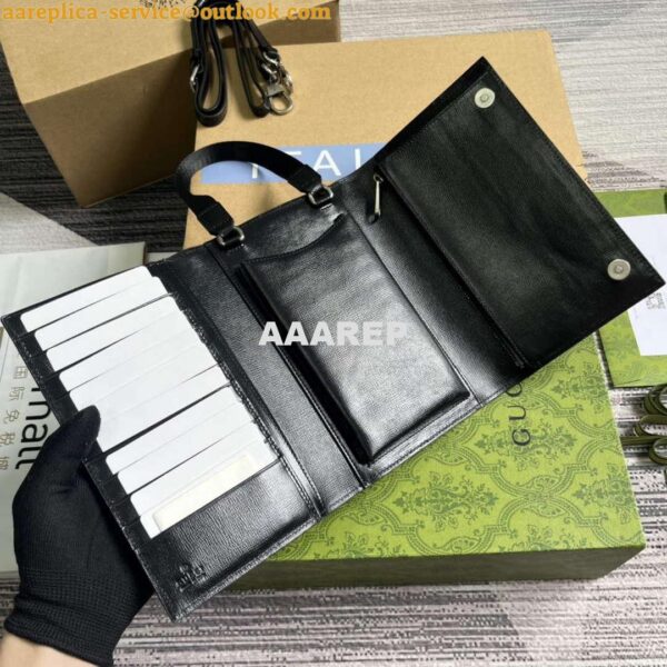 Replica Gucci 724358 GG Top Handle Wallet Black 9