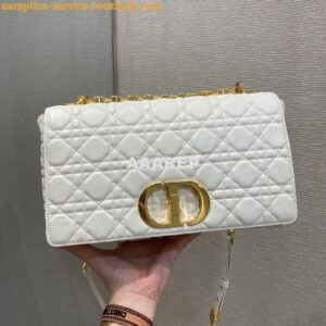 Replica Dior Large Caro Bag Soft Cannage Calfskin M9243 White