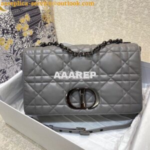 Replica Dior Large Caro Bag Steel Grey Quilted Macrocannage Calfskin w