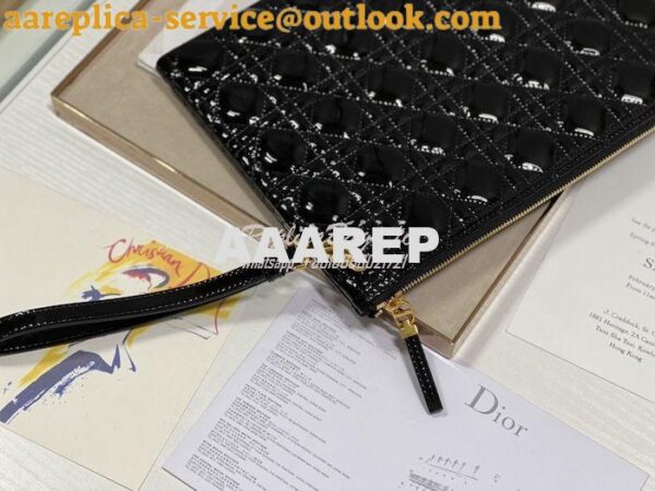 Replica Dior Large Caro Daily Pouch Patent Cannage Calfskin S5086 11