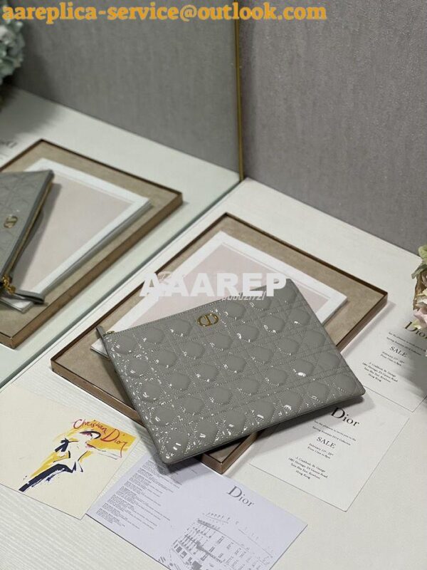 Replica Dior Large Caro Daily Pouch Patent Cannage Calfskin S5086 14