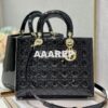 Replica Dior Large Flap Cover Lady Dior Bag in All Black Lambskin Cann