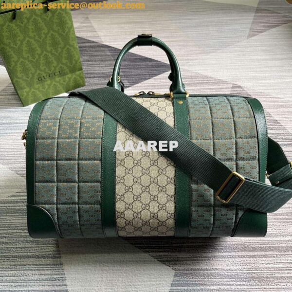 Replica Gucci 724642 Mini GG Canvas Small Duffle Bag Green 3