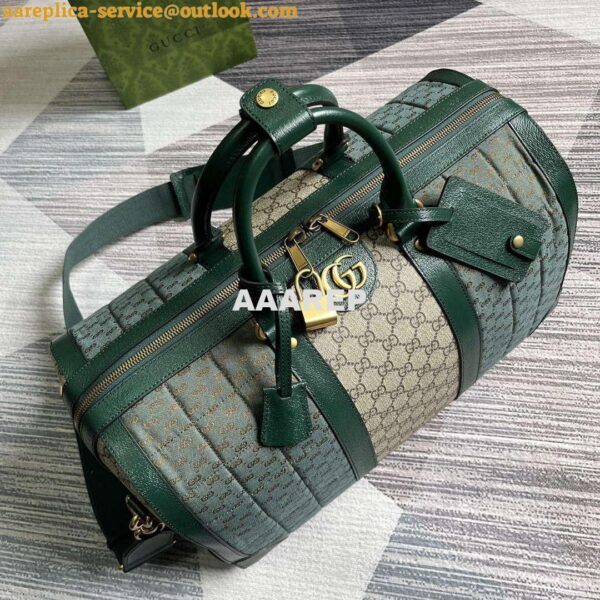 Replica Gucci 724642 Mini GG Canvas Small Duffle Bag Green 5