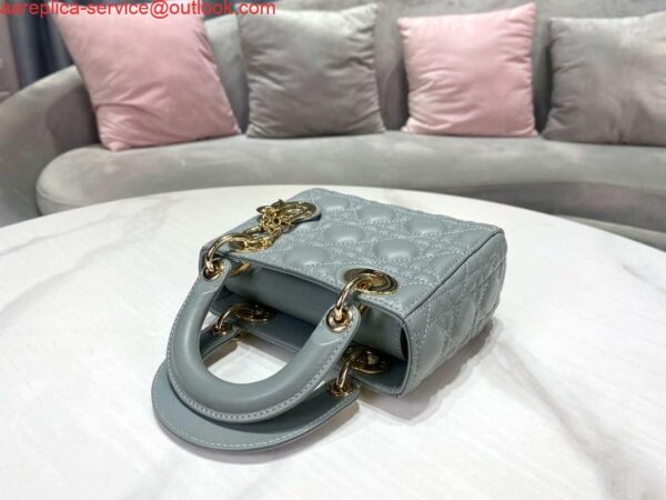 Replica Dior M0505 Mini Dior Lady Bag Light Blue Cannage lambskin Gold 5