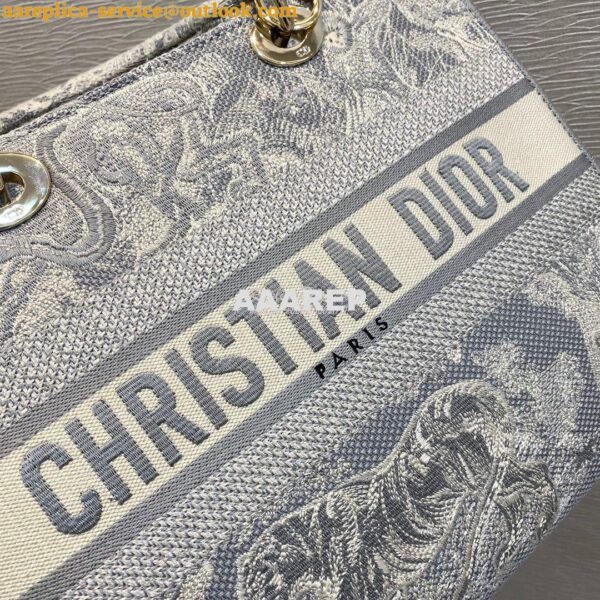 Replica Dior Large Lady D-Lite Bag Gray Toile de Jouy Reverse Embroide 6