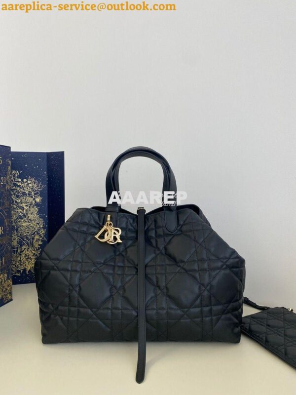 Replica Dior Large Toujours Bag in Macrocannage Calfskin M2820O Black 3