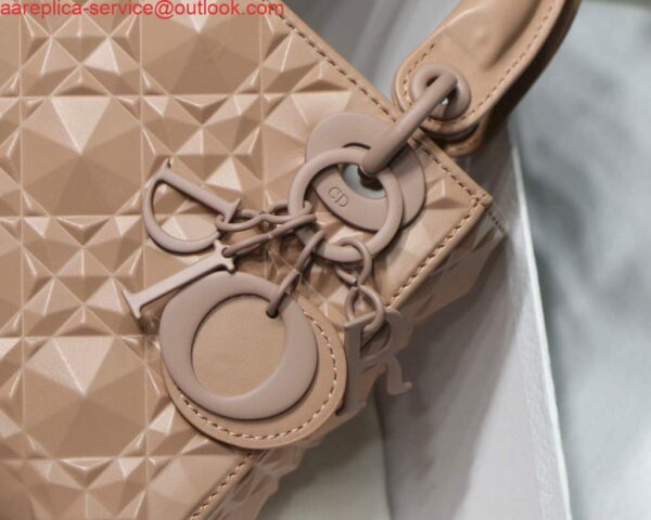 Replica Dior M0505 Mini Dior Lady Bag Nude Cannage Calfskin with Diamond Motif 5