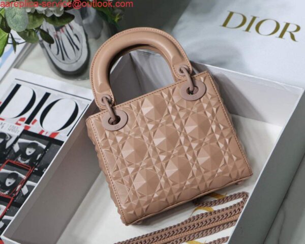 Replica Dior M0505 Mini Dior Lady Bag Nude Cannage Calfskin with Diamond Motif 7