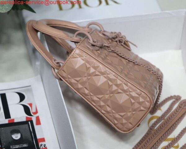 Replica Dior M0505 Mini Dior Lady Bag Nude Cannage Calfskin with Diamond Motif 9