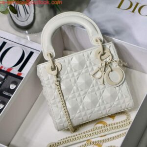 Replica Dior M0505 Mini Dior Lady Bag White Cannage Calfskin with Diamond Motif