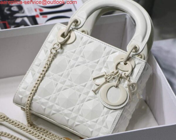 Replica Dior M0505 Mini Dior Lady Bag White Cannage Calfskin with Diamond Motif 4