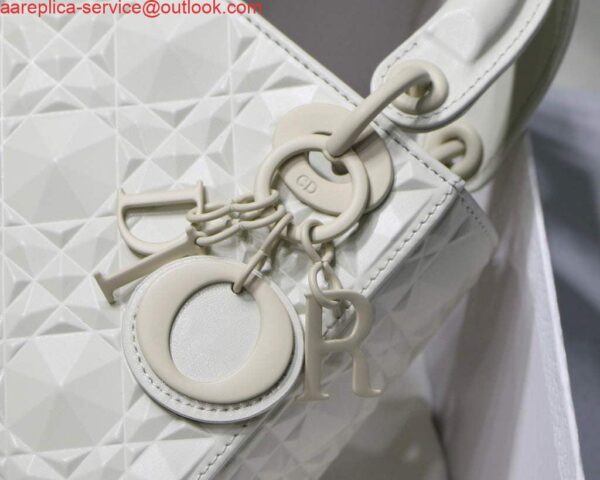 Replica Dior M0505 Mini Dior Lady Bag White Cannage Calfskin with Diamond Motif 5