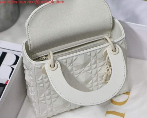 Replica Dior M0505 Mini Dior Lady Bag White Cannage Calfskin with Diamond Motif 11