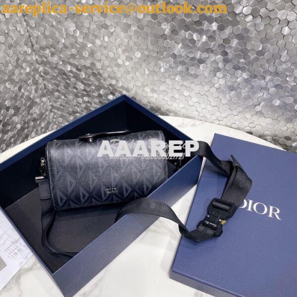 Replica Dior Lingot Pouch Black CD Diamond Canvas and Smooth Calfskin 3