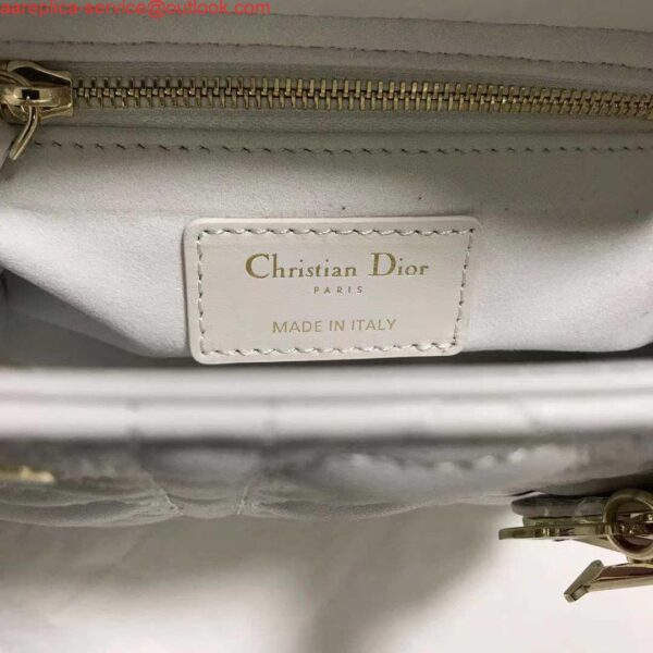 Replica Dior M0505 Mini Dior Lady Bag White Cannage lambskin Gold with Red Logo 8