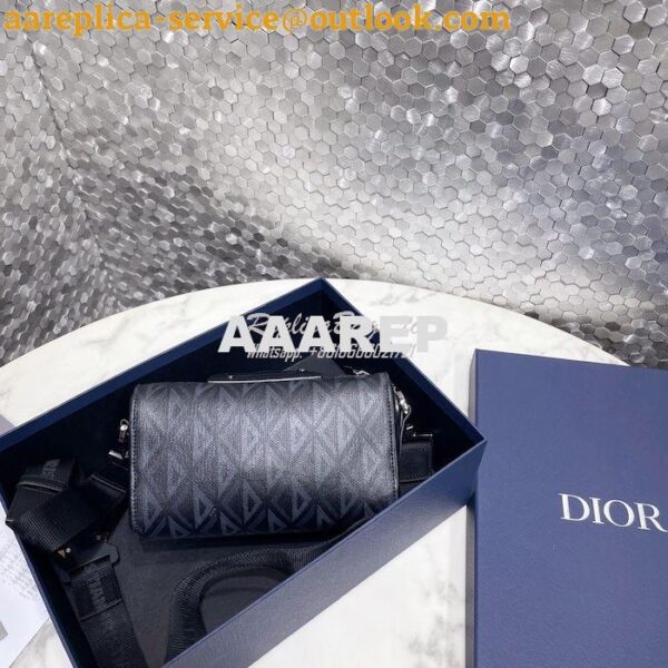 Replica Dior Lingot Pouch Black CD Diamond Canvas and Smooth Calfskin 8