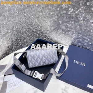 Replica Dior Lingot Pouch Gray CD Diamond Canvas and Smooth Calfskin 1 2