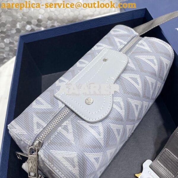 Replica Dior Lingot Pouch Gray CD Diamond Canvas and Smooth Calfskin 1 5