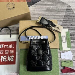 Replica Gucci 728231 GG Matelassé Bucket Bag Black