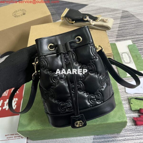 Replica Gucci 728231 GG Matelassé Bucket Bag Black 5