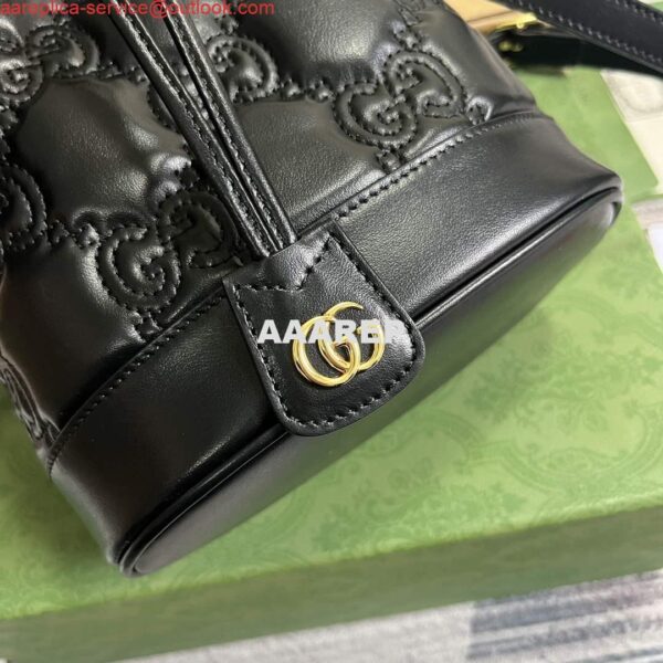 Replica Gucci 728231 GG Matelassé Bucket Bag Black 6