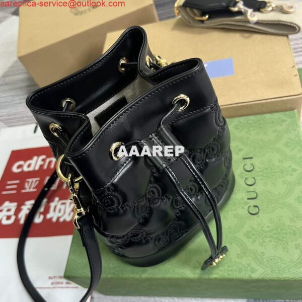 Replica Gucci 728231 GG Matelassé Bucket Bag Black 7