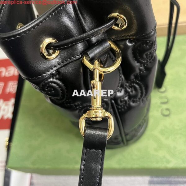 Replica Gucci 728231 GG Matelassé Bucket Bag Black 8