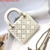 Replica Dior M0505 Mini Dior Lady Bag White Embroidered white resin beads