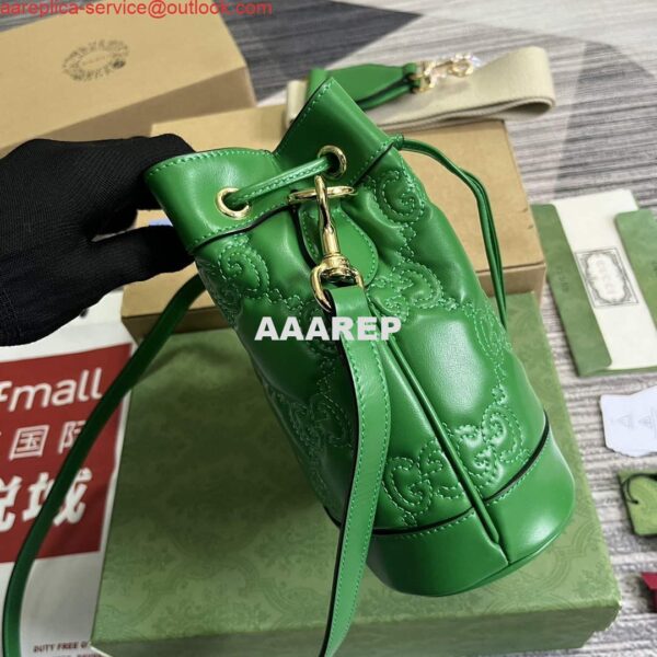 Replica Gucci 728231 GG Matelassé Bucket Bag Green 5