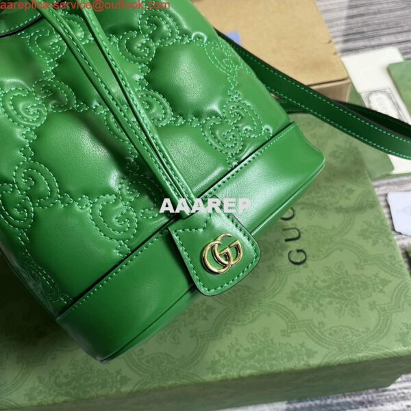 Replica Gucci 728231 GG Matelassé Bucket Bag Green 6