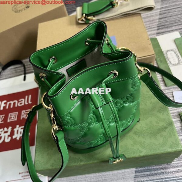 Replica Gucci 728231 GG Matelassé Bucket Bag Green 7