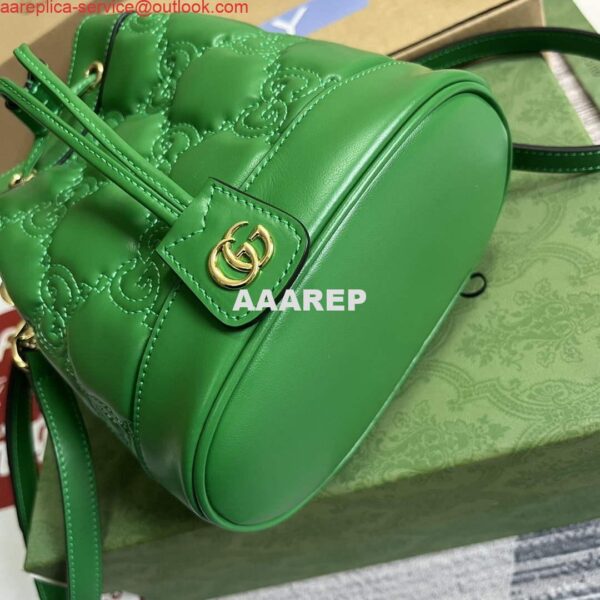 Replica Gucci 728231 GG Matelassé Bucket Bag Green 8