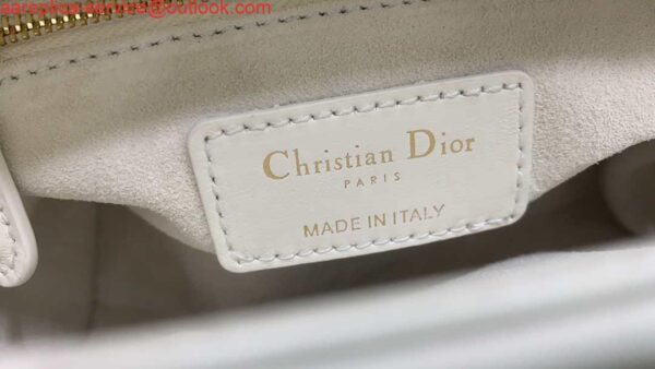 Replica Dior M0505 Mini Dior Lady Bag White Metallic Cannage Lambskin with Beaded Embroidery 9