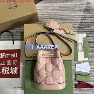 Replica Gucci 728231 GG Matelassé Bucket Bag Light Pink