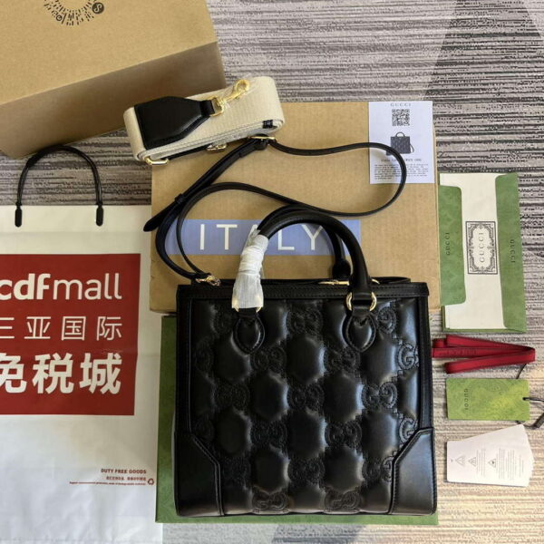 Replica Gucci 728309 GG Matelassé Mini Top Handle Bag Black 3