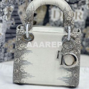 Replica Dior Lizard Leather Mini Lady Dior Bag in Natural Lizard Himal