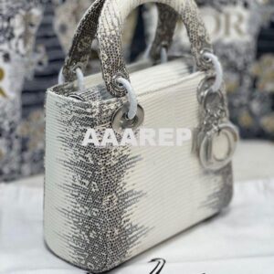 Replica Dior Lizard Leather Mini Lady Dior Bag in Natural Lizard Himal 2