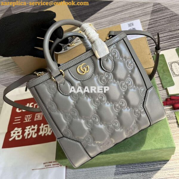 Replica Gucci 728309 GG Matelassé Mini Top Handle Bag Grey 5