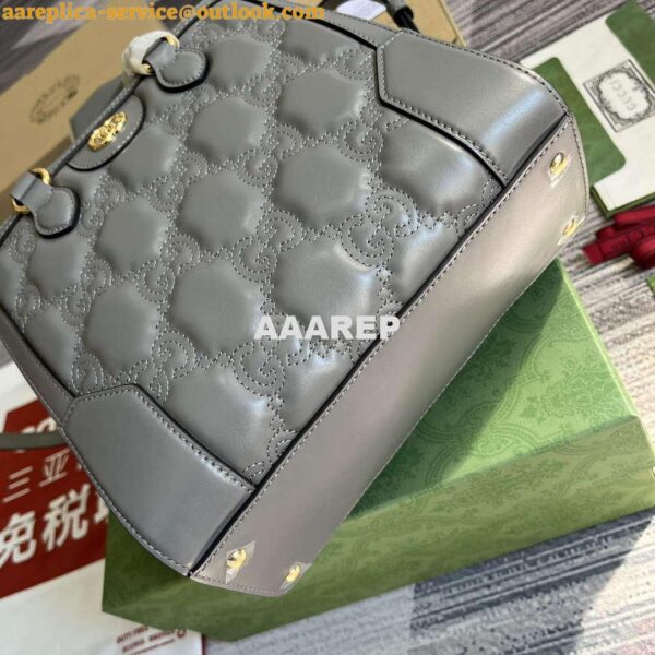 Replica Gucci 728309 GG Matelassé Mini Top Handle Bag Grey 8