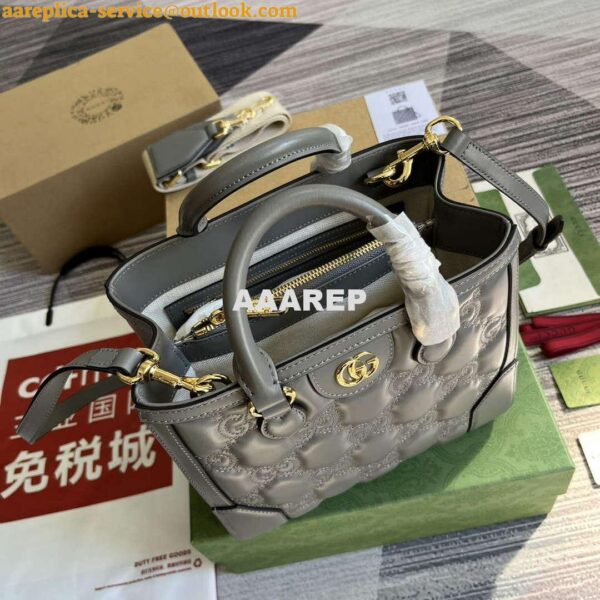 Replica Gucci 728309 GG Matelassé Mini Top Handle Bag Grey 9