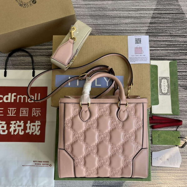 Replica Gucci 728309 GG Matelassé Mini Top Handle Bag Pink 3