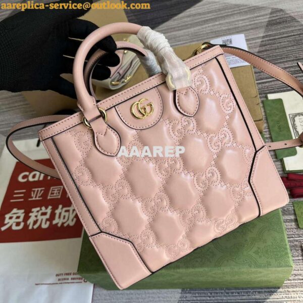 Replica Gucci 728309 GG Matelassé Mini Top Handle Bag Pink 5