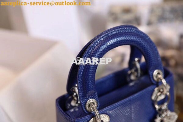 Replica Dior Lizard Leather Mini Lady Dior Bag with Crystals in Electr 8