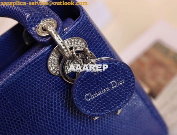 Replica Dior Lizard Leather Mini Lady Dior Bag with Crystals in Electr 9